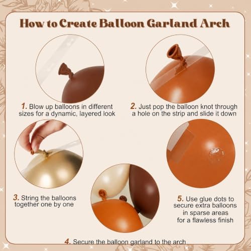 Fall Balloon Arch Garland Kit 139Pcs Brown Orange Gold Sand White Balloons - Image 6