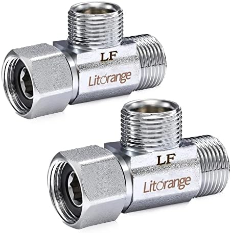 Lead-Free Brass 2 PCS 3/8 Inch Angle Stop Add-A-Tee Compression Tee Valve by LitOrange