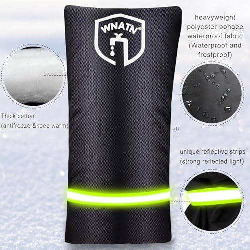 2pcs Outdoor Faucet Cover for Winter Freeze Protection,28" L x 15" W,Waterproof Outdoor Large Spigot Covers Winter Insulated (Black) - Image 2