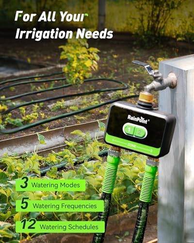RAINPOINT Smart Water Timer, Smart Hose Timer 2 Outlet with Brass Inlet & Outlet (Not Gateway), Wireless Sprinkler Controller with Rain Delay, Automatic Irrigation System for Lawns and Yard - Image 2
