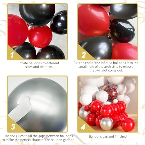136pcs Red and Black Balloons Arch kit, 18 12 10 5 Inch Balloons - Image 3