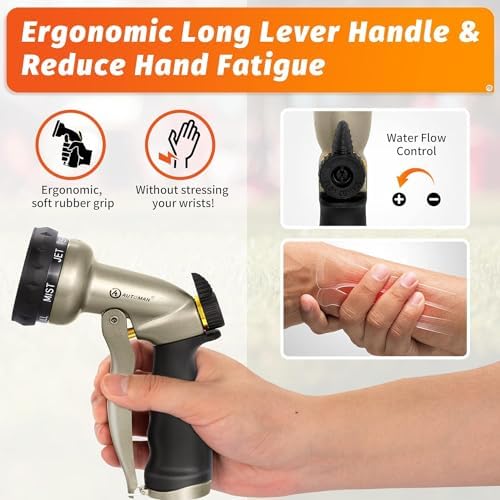 AUTOMAN Garden Hose Nozzle-7 Patterns Sprayer-2 Pack, Metal High Pressure Spray Nozzle, Heavy Duty Labor-Saving Design Water Hose Nozzle for Garden Watering, Car Washing, Window Cleaning, Pets Bathing - Image 4