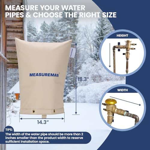 MEASUREMAN Backflow Preventer Insulation Cover 14.3" W x 18.3" H Extra-Thick Sprinkler Valve Pouch Pump Cover for Freeze Protection Thickened Aluminum Foil Layer - Image 2