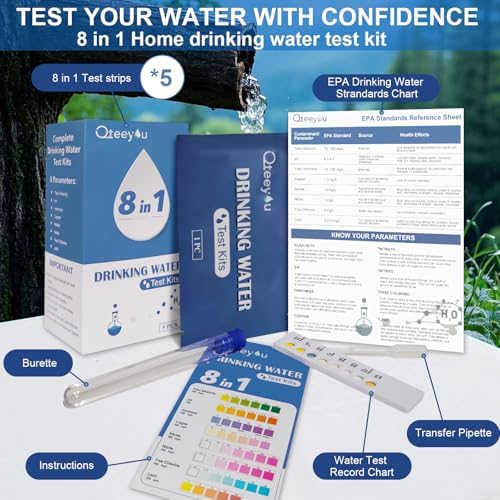 Lead Water Test Kit 2026 Upgraded 8 in 1 Home Drinking Water Testing Kits 5pcs Independent Bag, House Tap and Well Water Hardness Tester, Lead Test Strips for Alkalinity, pH, Copper, Nitrite&Chlorine - Image 6