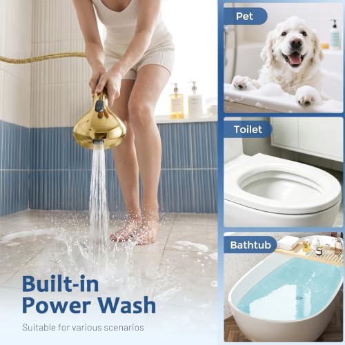 MakeFit Dual Filtered Rain Shower Head Combo, High Pressure Handheld Shower Head with Adjustable Bar - Rainfall Shower Head And Showerhead with Filter for Hard Water - Removes Chlorine(Gold) - Image 6