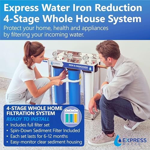 Express Water Iron & Manganese Pro Whole House Water Filter System with Spin Down Sediment Filter | 4-Stage Water Filtration, Iron Filter for Well Water, Long Lasting Whole Home Water Filter - Image 2
