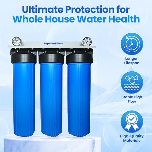 3-Stage Whole House Water Filter System 20" x 4.5" 1" NPT - Image 2