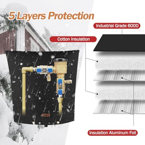 TOHONFOO Backflow Preventer Cover, Pipe Freeze Insulation, 30"Wx30"H, Black - Image 5