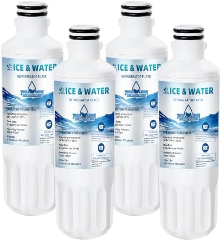 LT1000P ADQ747935 Water Filter For LG, Thin q Water Filter Replacement Fit LG LFXS26973S LRFOC2606S LRFVC2406S LMXS30796S LRFWS2906D LMXS30796D LRFWS2906V LFXS26973D LMXC23796S, 4 PACK QWFIZ by QWFIZ