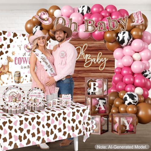266pcs Cowgirl Baby Shower Decorations for Girls, Serves 25 - Image 6