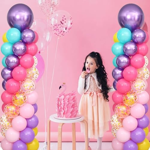 Pink and Purple Blue Balloon Column Stand Kit Set of 2 for Floor - Image 2