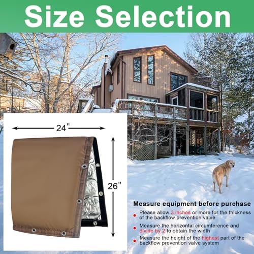 Backflow Preventer Insulated Cover (5˚F) Thick 6-Layer Fabric Pipe Insulation Cover (UV Coated) Winter Freeze Protection,for Water Well Pump Covers and Sprinkler Valve Covers (24" W X 26" H) - Image 4