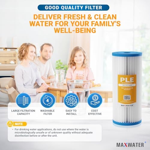 Max Water 25 Micron 10 x 4.5 Pleated Sediment Water Filter, Washable Replacement Cartridge for 10" BB Whole House Systems Compatible with R50-BBSA, FXHSC, WFHDC3001, W50PEHD, GXWH40L (2 Pack) - Image 6