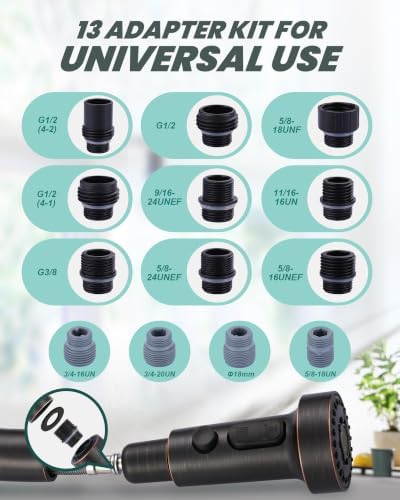 ARCORA Pull Down Kitchen Faucet Head Replacement with 13 Adapters, 3 Modes - Image 6
