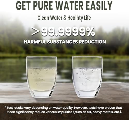 Portable 3-Stage Water Purifier Survival Pump with 0.01 Micron Ultrafiltration Membrane Water Purification System,Suitable for Hiking,Camping,Emergency Survival Water and Outdoor Activities - Image 4