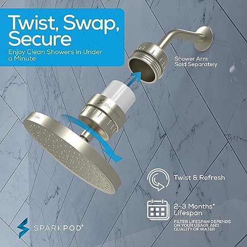 SparkPod Filtered Shower Head, 23-Stage, 8" Round, Brushed Nickel - Image 7