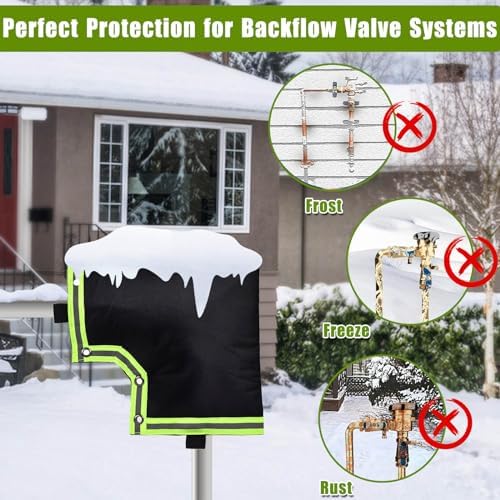 Insulated Backflow Cover - 13" W x 12" H, Winter Freeze Protection, Sprinkler Valve Protection Pouch (Black) - Image 2
