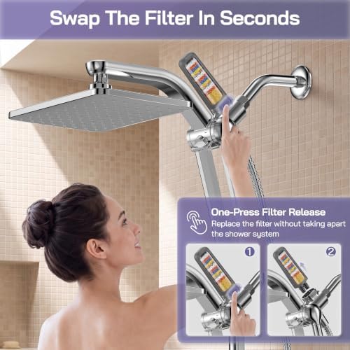 HOPOPRO High Pressure Filtered Shower Head with Handheld Combo, Chrome - Image 4