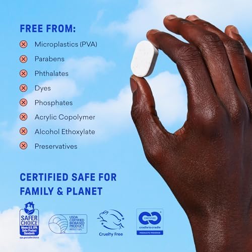 BLUELAND 100% Plastic-Free Dishwasher Detergent Tablets Set, Free & Clear - Image 6