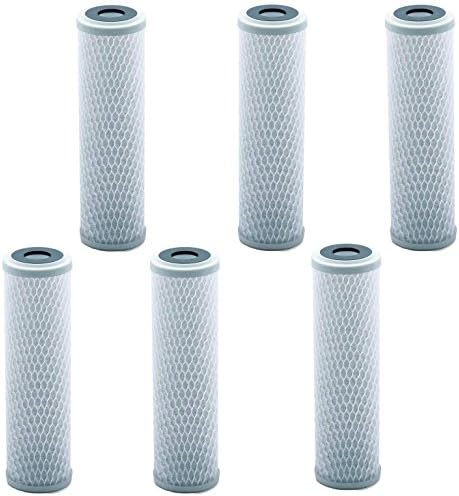 Universal 10 inch Carbon Block Water Filter Cartridge - Replacement CTO Water Purifier Filter, Activated Carbon (NSF 42 Certified) (6) by Lake+Industries