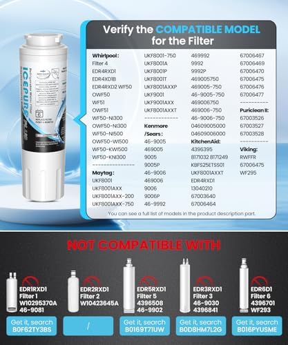 ICEPURE PLUS UKF8001 NSF/ANSI 53 & 42 Certified Refrigerator Water Filter, Remove Lead, Replacement for Whirlpool Filter 4, Everydrop EDR4RXD1, Maytag UKF8001AXX-200 UKF8001AXX-750 9084 4396395, 3PACK - Image 3