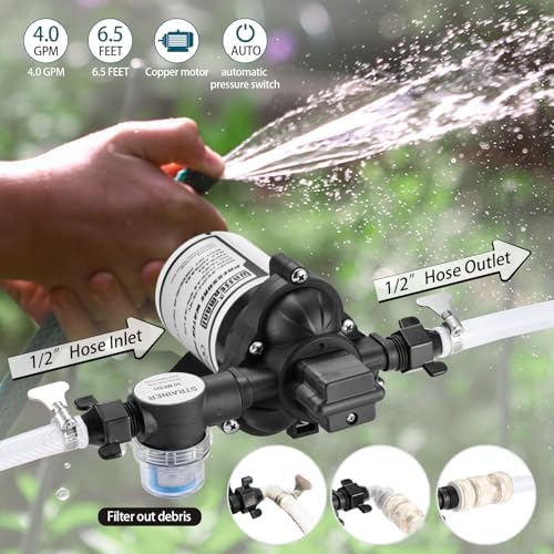 WASSERMANN RV Pump, 12V Self-priming RV Water Pressure Pump 4.0GPM 45PSI with Pressure Switch, for RV Marine Camping Yacht Garden, 12Volt DC Fresh Water Pumps RV Water Pump 2088-554-144 Replacement - Image 3