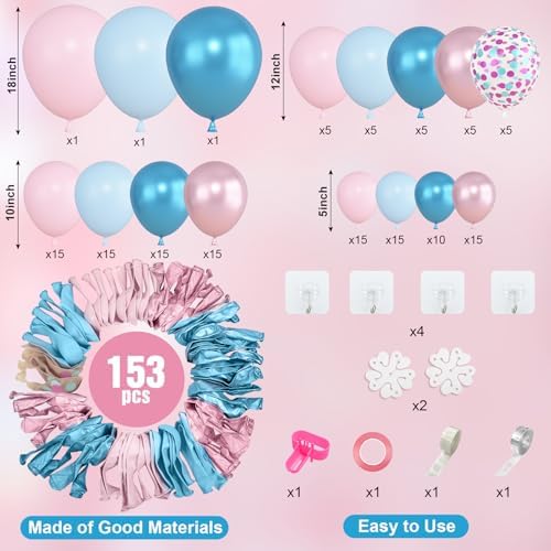 Amandir 153pcs Pink Blue Balloon Garland Arch Kit Different Sizes - Image 4
