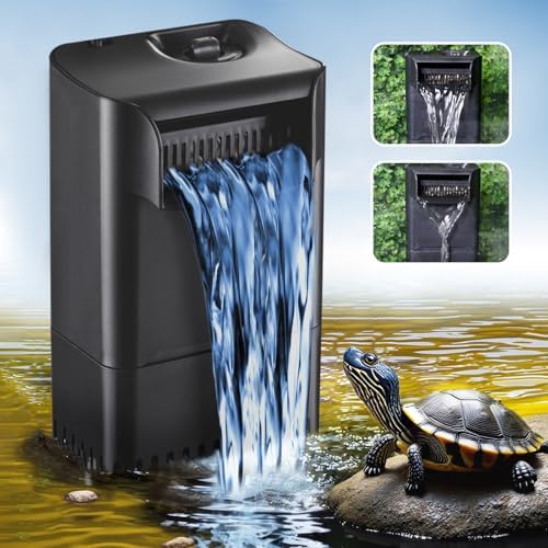 220GPH Turtle Filter for 20-45 Gal Tank, Small Turtle Filters 3-stage Filtration for Freshwater Saltwater Cloudywater, Ultra-quiet and Flow Adjustable for Fish Turtles Shrimps Amphibians Frogs by TARARIUM