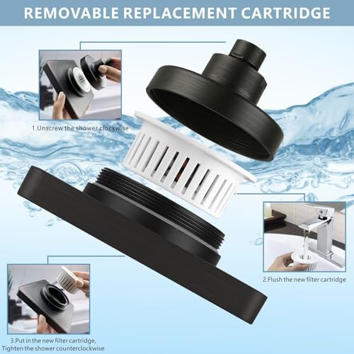 High Pressure Rain Shower Head with Filtered - 6" Square Showerhead Filter for Remove Chlorine and Harmful Substances, Improve Hair and Skin Problems, Oil Rubbed Bronze - Image 3