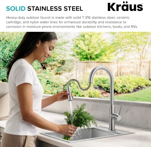 KRAUS Oletto Outdoor Kitchen Faucet T-316 Marine Grade Stainless Steel - Image 5