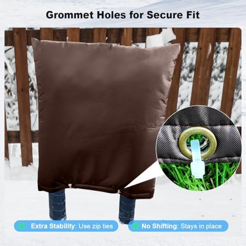 Outdoor Pipe Insulation Cover, Waterproof Backflow Preventer Cover for Winter Freeze Protection, Heavy-Duty 5-Layer Fabric Insulated Wrap for Sprinklers and Valves 30W x 24H inches - Brown - Image 5