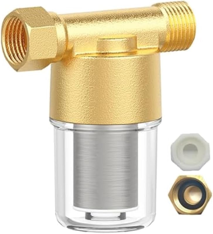 Garden Hose Sediment Filter, Inline Water Filter for Washing Machine, Electric Water Heater, Shower, Anti Clogging, 3.7 x 3.3 x 2.0 in - Image 2