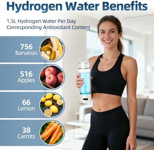 Hydrogen Water Bottle, 1500ppb Hydrogen Water Machine with SPE/PEM Technology, Alternative for Hydrogen Water Pitcher, Water Ionizer, Hydro Water Bottle for Health - Image 4