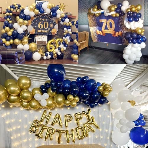 136pcs Navy Blue Gold White Balloons Arch Kit,18 12 10 5 Inch Balloons - Image 3