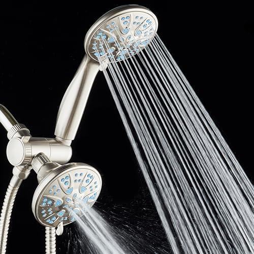 AquaDance Antimicrobial/Anti-Clog High-Pressure 30-setting Dual Head Combination Shower with Microban Nozzle Protection From Growth of Mold, Mildew & Bacteria for a Healthier Shower – Aqua Blue - Image 4