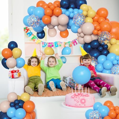 Amandir 153pcs Blue Orange Balloon Garland Arch Kit Different Sizes - Image 6