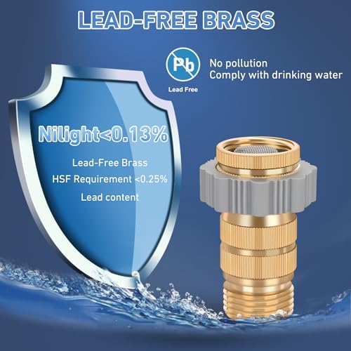 Nilight RV Hi-Flow Water Regulator Lead-Free Brass Valve 3/4" Thread - Image 2
