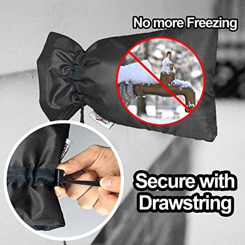 Enlarge Outdoor Faucet Cover for Winter Freeze Protection, 3M Thinsulate, 10"H x 6.3"W Hose Bib for Wall Taps Outside, Waterproof & Frost Free Insulated Spigot, 8 Pcs Faucet Socks - Black - Image 6