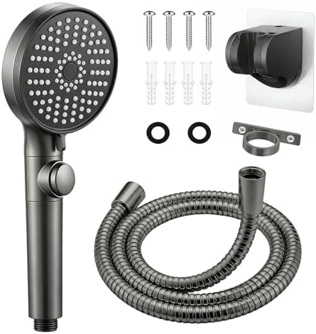 RV Shower Head with Hose, High Pressure Handheld RV Shower Head Replacement with On Off Switch,5 Modes,Power Jet, Camper Shower Head for RV,Travel Trailer,Motorhome,Boat RV Essentials,Gray by Unknown