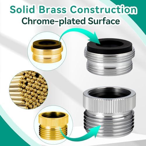 Faucet Adapter with Aerator,Garden Hose to Sink Faucet Adapter,Faucet to Garden Hose Adapter for Bathroom and Kitchen, Sink Hose Attachment with 3/4" GHT Thread Chrome - Image 6