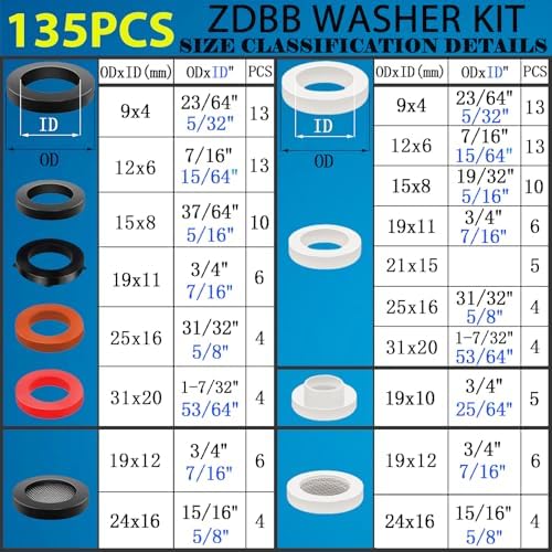 ZDBB 135 Pcs Flat Washer,Silicone and Nitrile Rubber Assortment Kit - Image 2