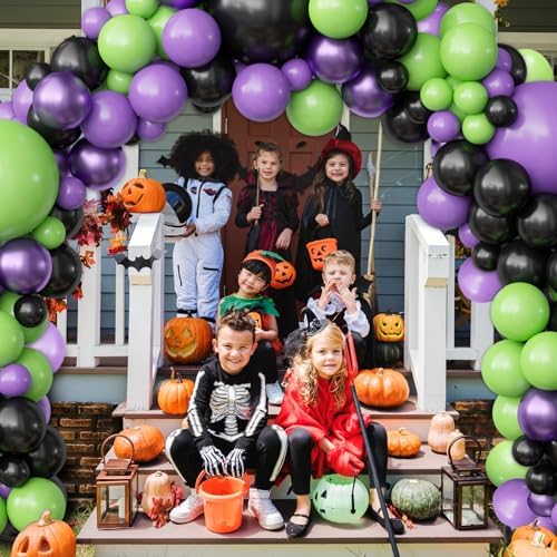 OuMuaMua Halloween Balloon Garland Arch Kit, 116PCS Green Purple Black Balloons Metallic Purple Balloons for Halloween Party Decorations Kids Birthday Baby Shower Party Favors, 5/10/12/18 Inch - Image 7