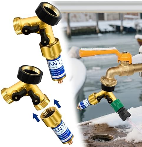2Set Outdoor Faucet Freeze Protector, 3/4" Thread 2 Way Brass Hose Splitter by Fantang