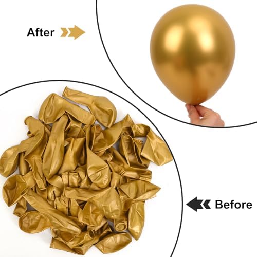 APLANET 150pcs Gold Balloons Different Sizes 18 12 10 5 Inch, Happy New Year Latex Balloons for Gold Themed Birthday Wedding Baby Shower Party, Grad Anniversary Supplies, Arch Kit Decoration - Image 5