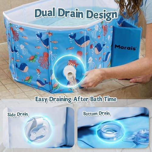 MORAIS Collapsible Baby Bathtub, Portable Toddler Bath Tub for Shower - Image 4