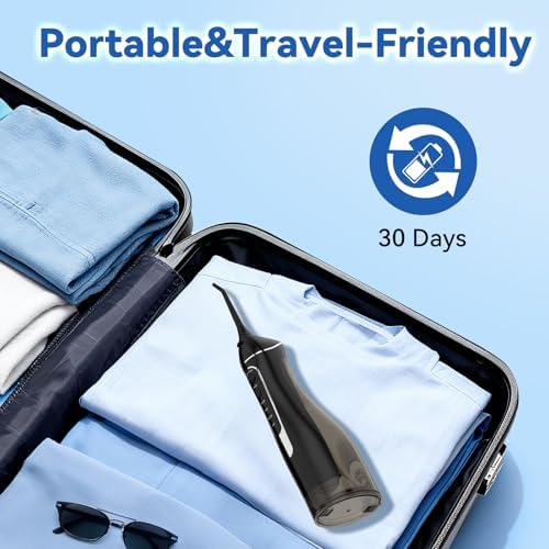 Cordless Portable Water Flosser with 300ML Tank: Rechargeable Oral Irrigator with 5 Tips for Travel, Braces Care and Sensitive Gums, IPX7 Waterproof Teeth Cleaning Device(Black) - Image 7
