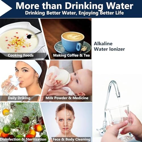 Alkaline Water Ionizer,Water Purifier Machine, Ph 3.5-10.5 Acid Alkaline Water Maker Machine, Up to -500mv Orp (Blue) - Image 2