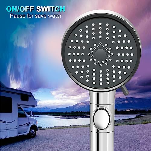 RV Shower Head with Hose, High Pressure 5 Mode Shower head Replacement, Showerheads for RV/Campers, Travel Trailer, Motorhome for Water Saving, Handheld Shower Head Holder and Hose, On Off Switch - Image 3