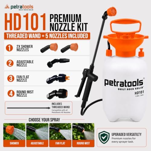 PetraTools HD101 Pro Kit - Pump Sprayer 1 Gallon, 52-in Hose & 5 Nozzles - Image 2