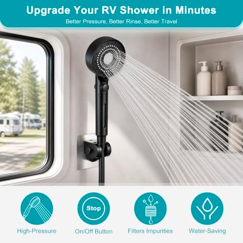 Handheld Filter RV Shower Head with Hose, Black - Image 2